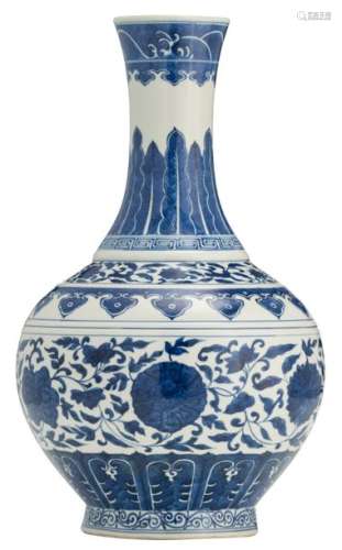 A Chinese Ming style blue and white floral decorat...;