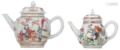 Two Chinese famille rose teapots, one decorated wi...;