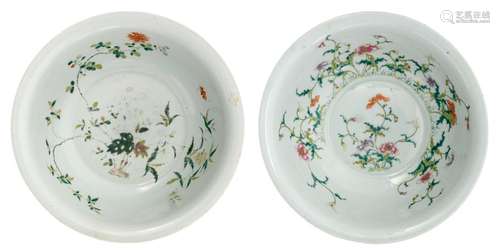 Two Chinese famille rose bowls, decorated with bat...;