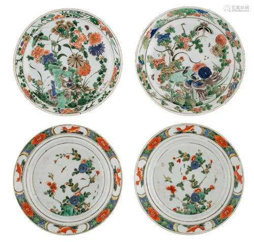 A pair of Chinese famille verte dishes, decorated ...;