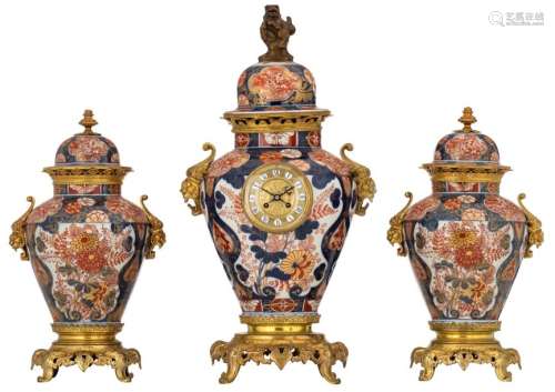 A Japanese Imari porcelain and French parcel gilt ...;