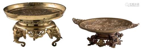 A bronze ornamental footed dish, the well decorate...;