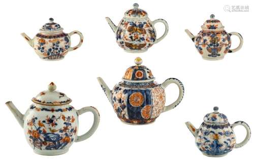 A lot of six Chinese Imari porcelain tea pots, 18t...;