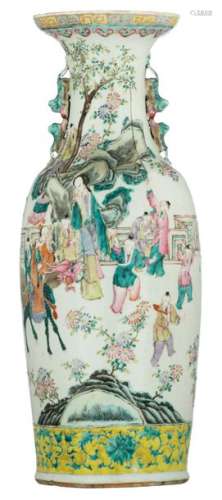 A Chinese polychrome vase, decorated with an anima...;