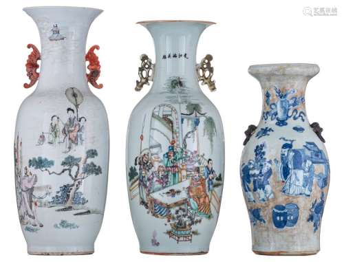 Two Chinese polychrome vases, decorated with an an...;