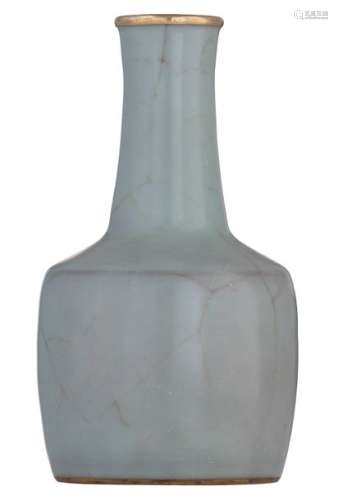 A Chinese celadon crackleware mallet shaped vase w...;