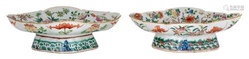 Two Chinese famille rose and polychrome footed pla...;