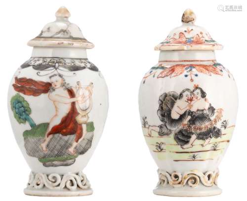 Two Chinese famille rose, grisaille and gilt expor...;