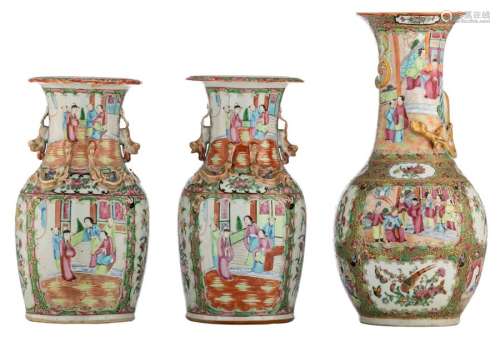 A Chinese famille rose Canton bottle vase, decora...;