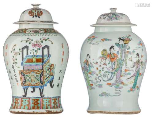A Chinese famille rose vase and cover, decorated w...;