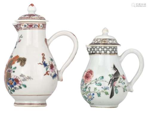 Two Chinese famille rose milk jugs, decorated with...;