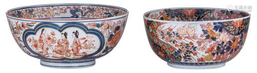 Two large Japanese Arita Imari bowls, one with a f...;