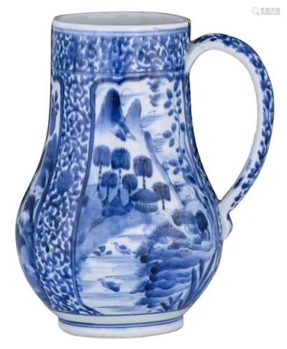 A Japanese Arita blue and white tankard, decorated...;