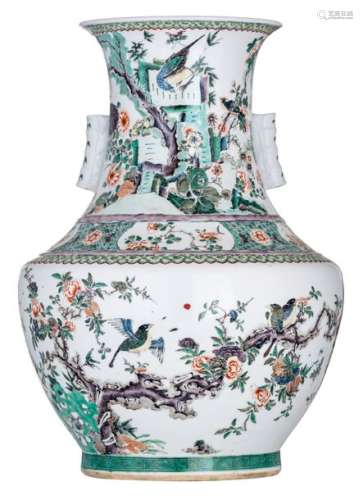 A Chinese famille verte Hu vase, overall decorated...;