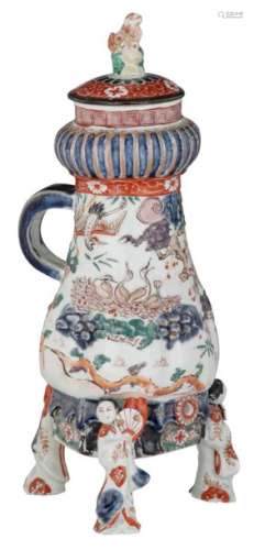A fine Japanese Imari coffee pot and cover, moulde...;