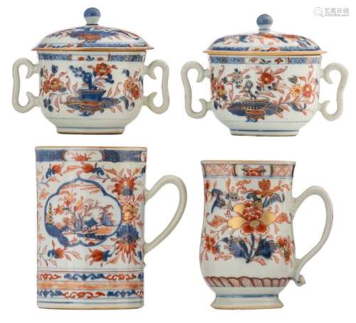 A lot of two Chinese porcelain Imari mugs and two ...;