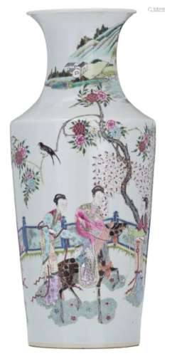 A Chinese famille rose vase, decorated with a hors...;