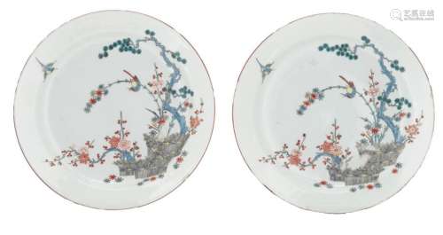 A fine pair of Chinese Kakiemon style dishes, deco...;