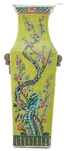 A Chinese lime ground famille verte floral decorat...;