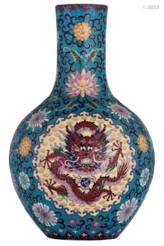 A Chinese porcelain bottle vase with cloisonné ena...;