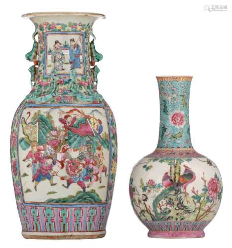 A Chinese famille rose vase, decorated with warrio...;