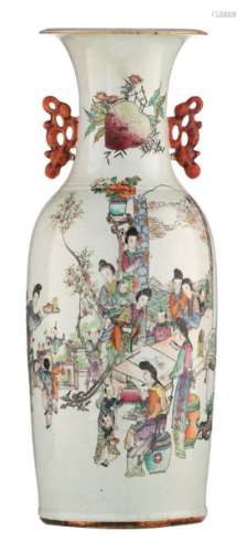 A Chinese famille rose vase, decorated with a terr...;