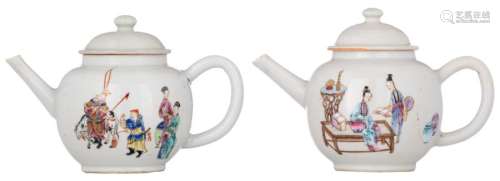 Two Chinese famille rose export porcelain teapots ...;