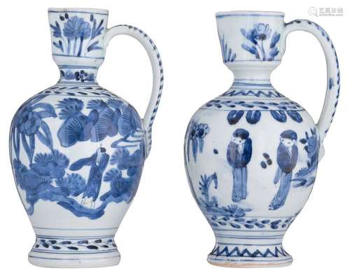 Two Japanese blue and white Arita jugs, Edo and pe...;