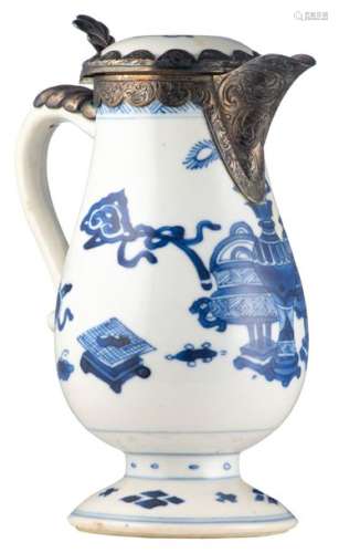 A fine Chinese blue and white moulded milk jug and...;