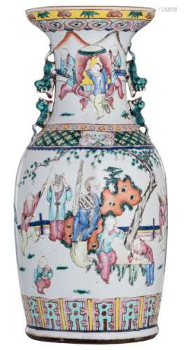 A Chinese famille rose vase, decorated with figure...;