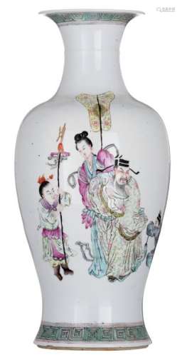 A Chinese famille rose baluster shaped vase, decor...;