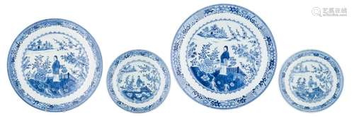 Two Chinese blue and white floral decorated export...;