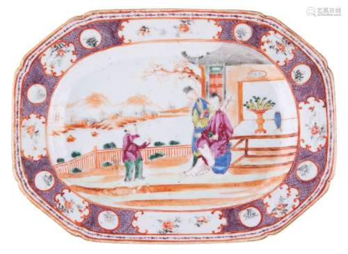 A Chinese octagonal famille rose deep dish, decora...;