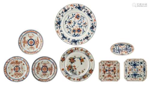 A lot of eight Chinese Imari porcelain dishes and ...;