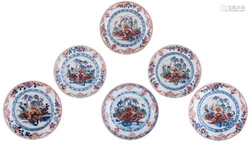 A lot of six small Chinese Amsterdams Bont porcela...;
