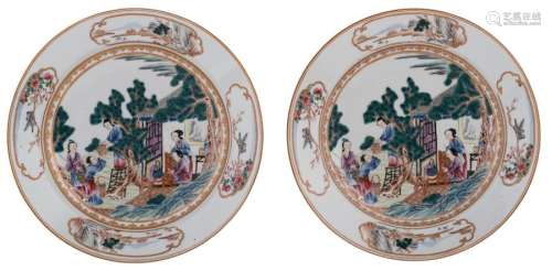 Two Chinese famille rose export porcelain dishes, ...;