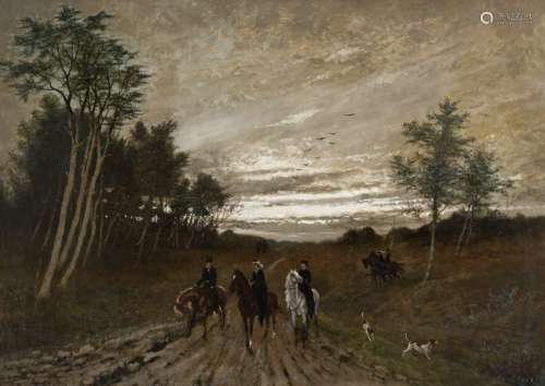 Huart M., horsemen in a landscape, oil on canvas, …