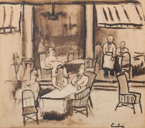Cambier L. G., 'Café Mondain', monoprint and drawi…