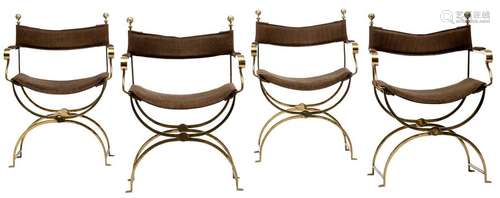 A lot of four brass folding chairs of the Dante ty…