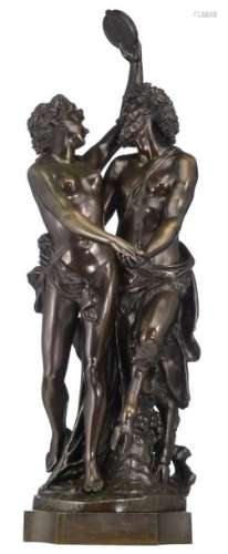 Clodion, satyr and bacchant, patinated bronze, H 9…