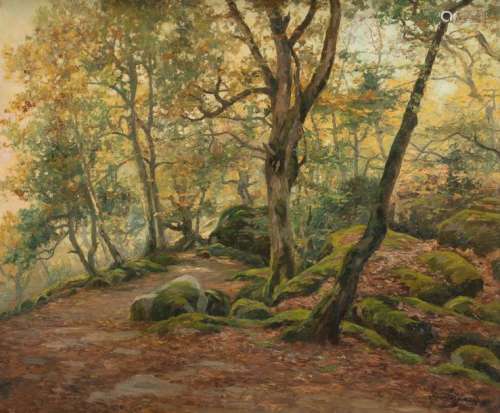 Delderrene L., a forest view, oil on canvas, 76 x …