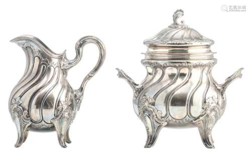 A Belgian silver Rococo style sugar pot and a crea…