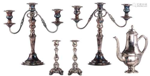 A pair of Regency style silver plated candlesticks…
