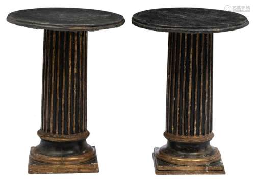 A pair of decorative polychrome painted column sha…
