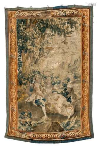 A Flemish 17th/18thC tapestry depicting a gallantr…