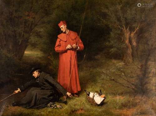 Delbras L., the fishing clergy, dated 1892, oil on…