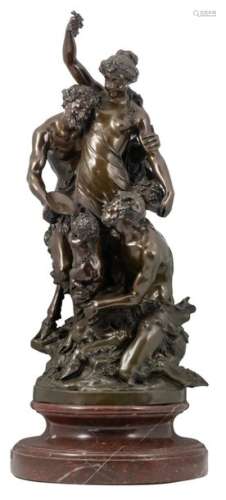 Clodion, a bacchanal, green patinated bronze on a …