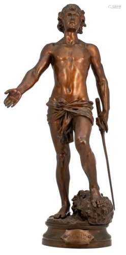 Gaudez A., David, patinated bronze, H 82 cm