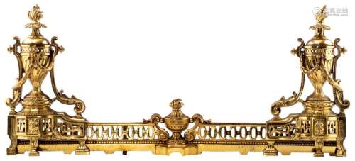 A neoclassical gilt bronze fire place fender, 19th…