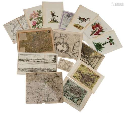 A lot of various old prints, containing engravings…